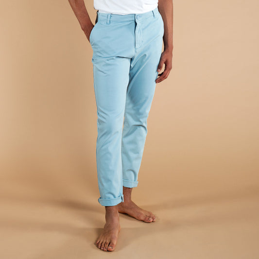 Pantalone 100% Cotone Oragnico GOTS -Azzurro - Caminaròli Ethical Fashion