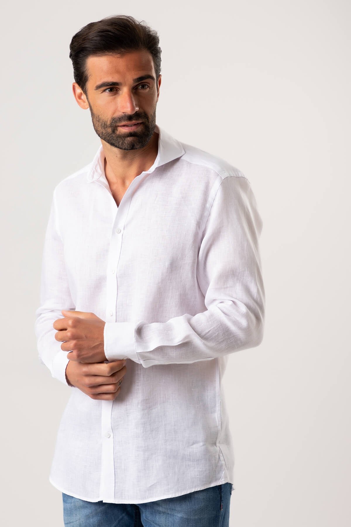 Camicia lino bianco clearance uomo